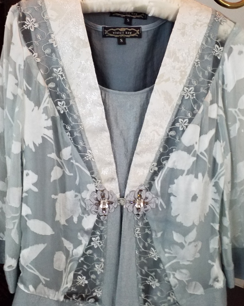 NEW VIOLET KAY 2PC JACKET & SHELL BLUE & WHITE  SM